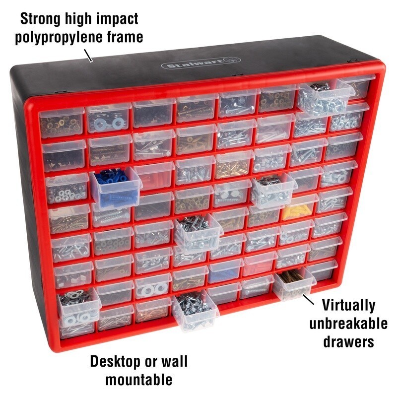 64 Drawer Storage Organizer Plastic Bins Wall Mount Tool Craft Storage Desktop