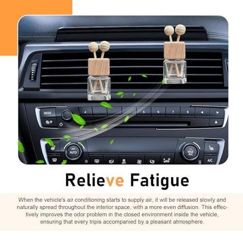 Car Vent Diffuser Clips, Refillable Empty Glass Bottles with 4 PCS Transparent