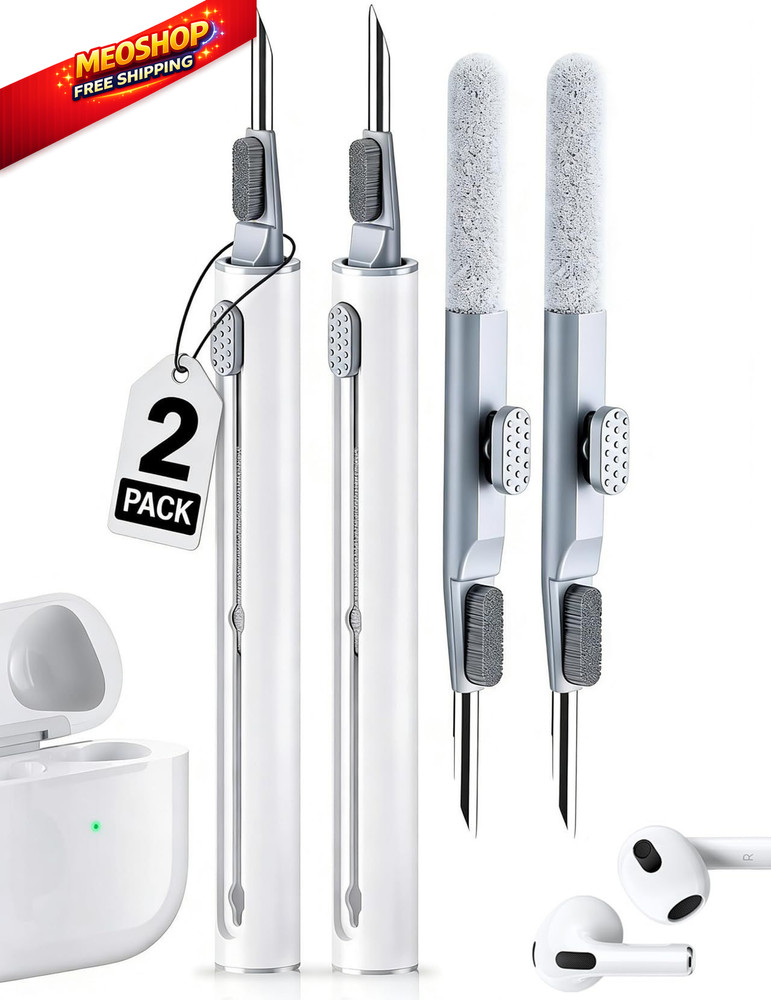 2 Pack Cleaner Kit for Airpods Pro 4 3 2 1, Multi-Function Cleaning Pen White