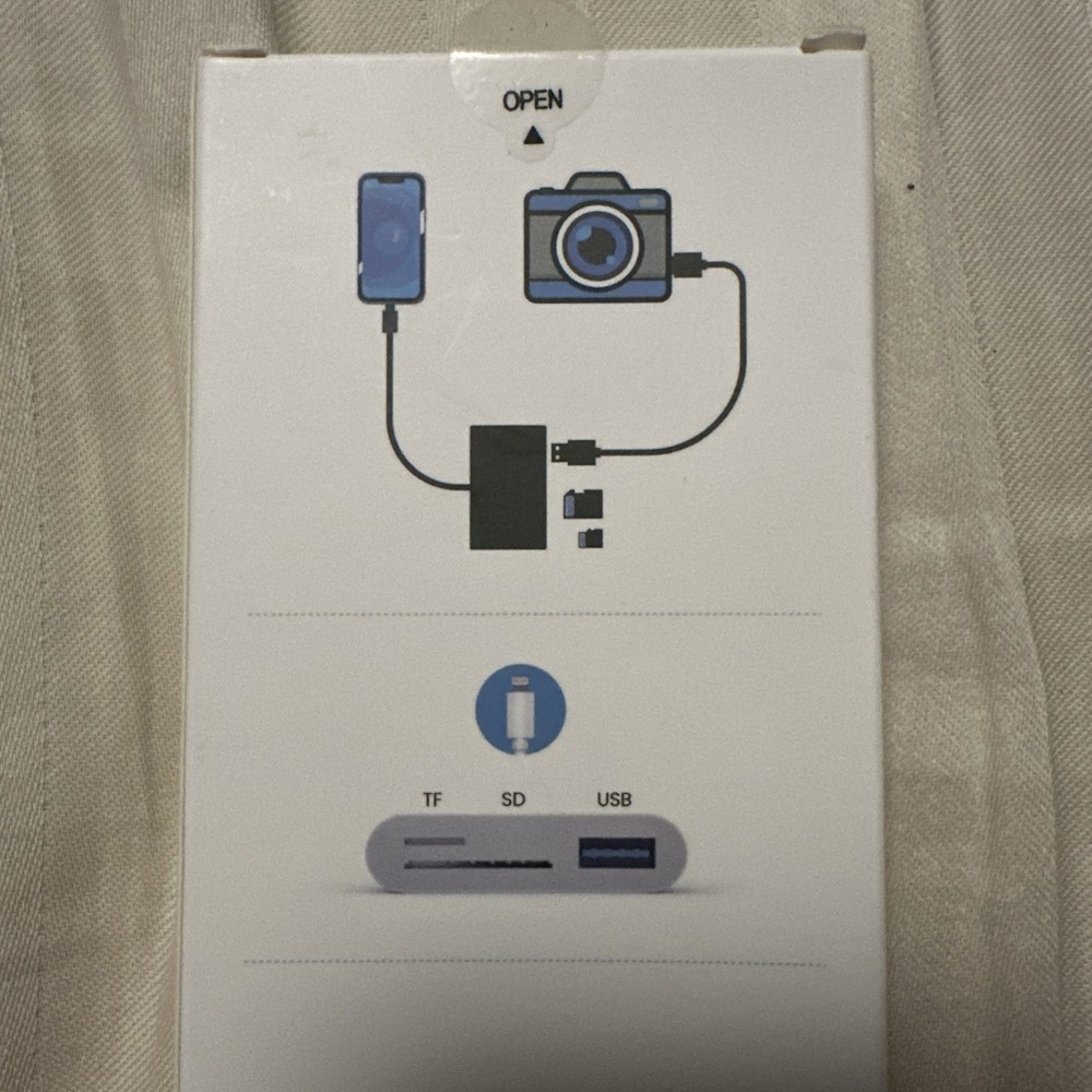 Lightning to SD/TF Card Camera Reader Adapter for iPhone/iPad – New