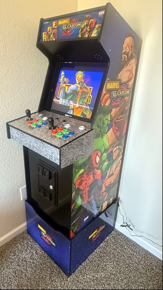 Full Size Arcade (with Jukebox & pinball) and Arcade 1up Marvel vs Capcom 2