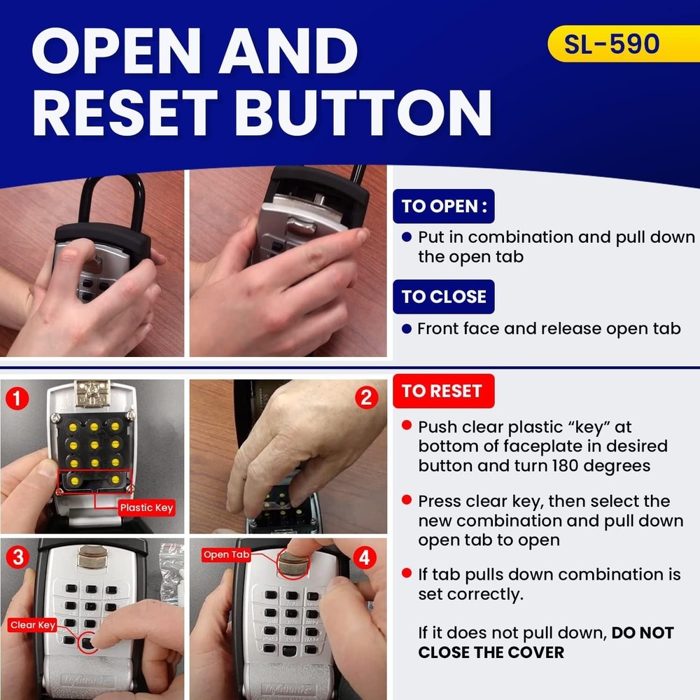 KeyGuard SL-590 Punch Button Lock Box - Secure Wall Mount Key Storage for Homes