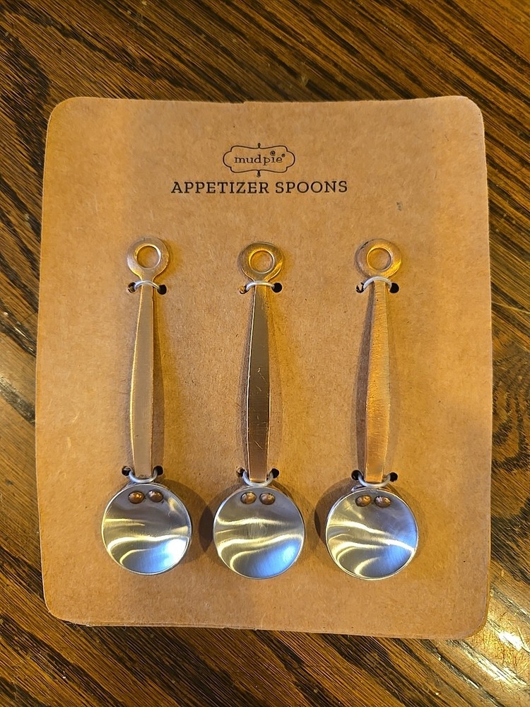 3 Copper Handle Appetizer Spoons by Mud Pie 3.5" NIP