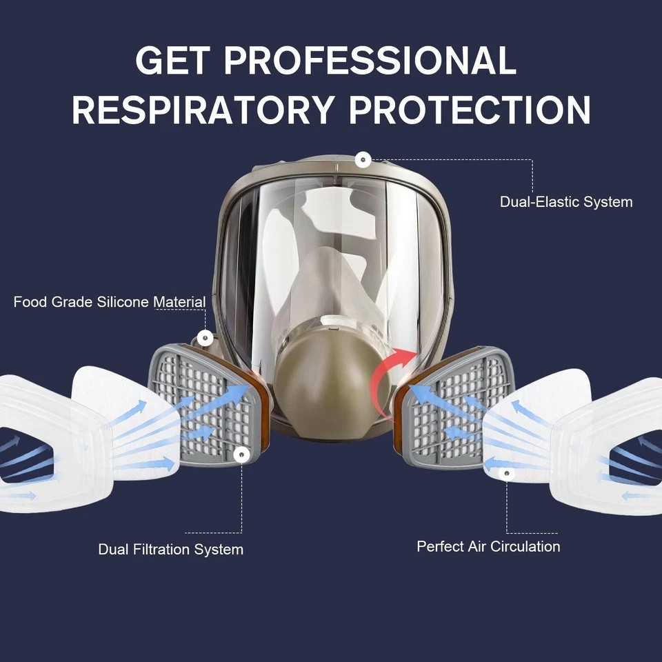 Full Face Gas Mask Painting Spraying Respirator w/Filters for 6800 Facepiece US