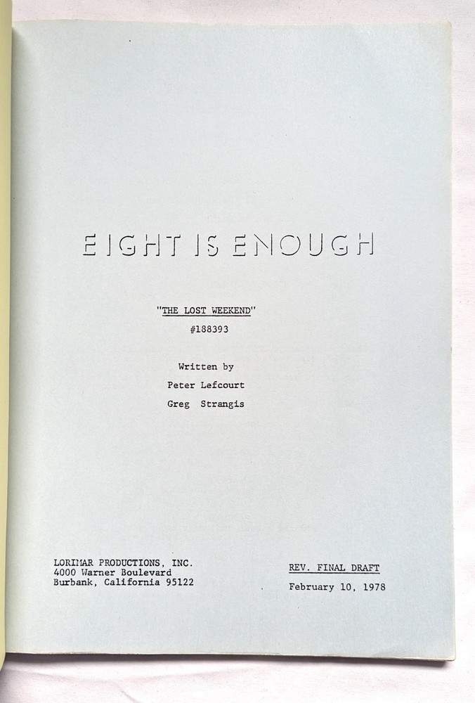 TV Script Eight is Enough "Lost Weekend" S2 EP24 original 5/3/78