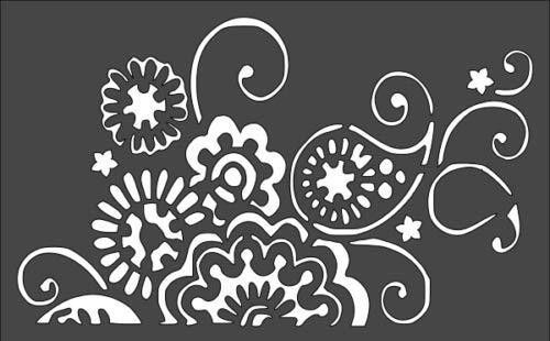 Abstract Flowers Stencil – Floral Swirl Pattern – Reusable Plastic Template