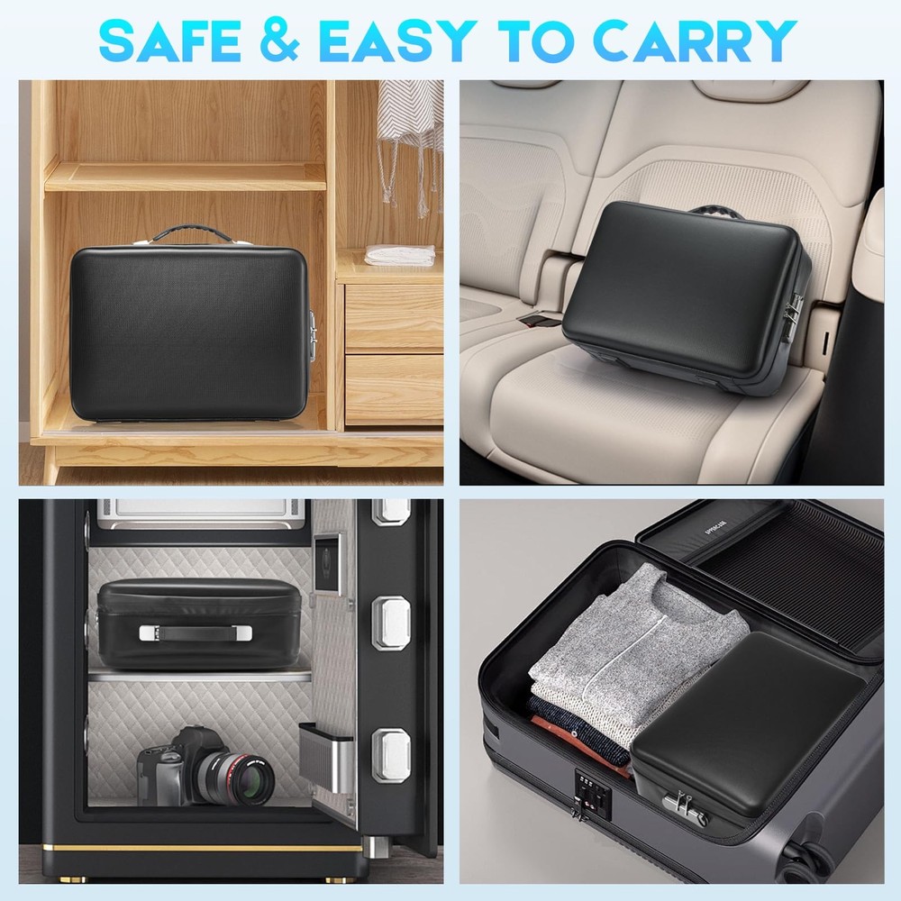 Fireproof Document with Lock, Hard-Shell Case File Organizer with Accordion F...