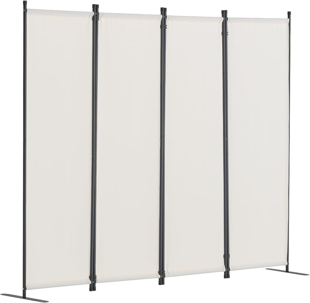 4 Panel Room Divider Folding Privacy Screen Fabric Partition White