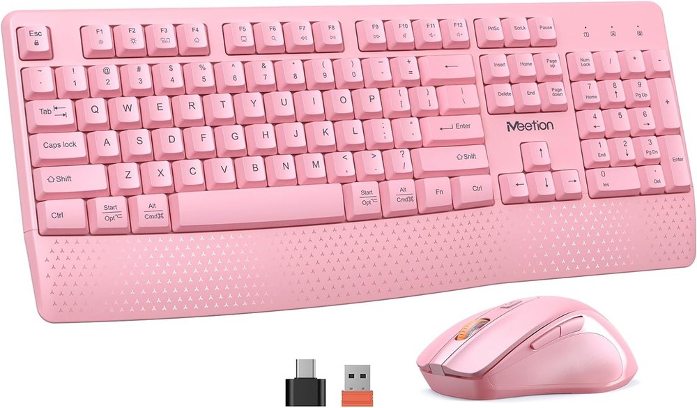 Wireless Keyboard and Mouse Combo Full Size with Wrist Rest