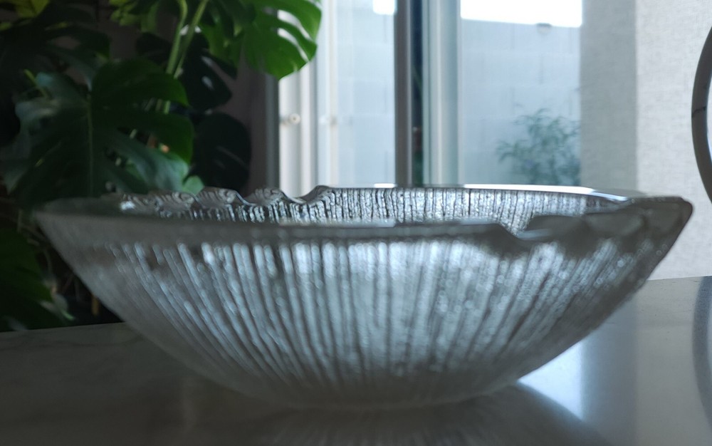 Vintage Starburst Pattern Heavy Glass Ashtray