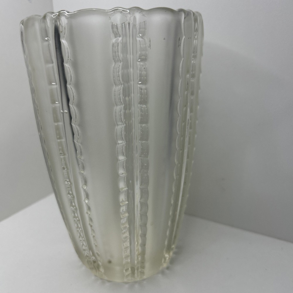 Ribbed Frosted Art Deco Vase
