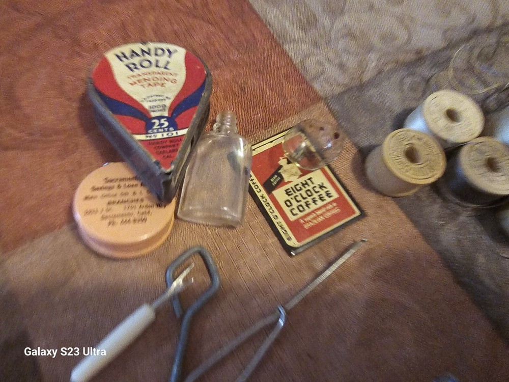Old Thimbles And Sewing Supplies