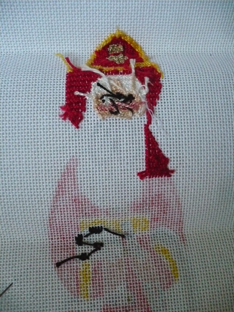 Fireman Santa Needlepoint Kit, UR128, Canvas, Floss, Thread, Needles