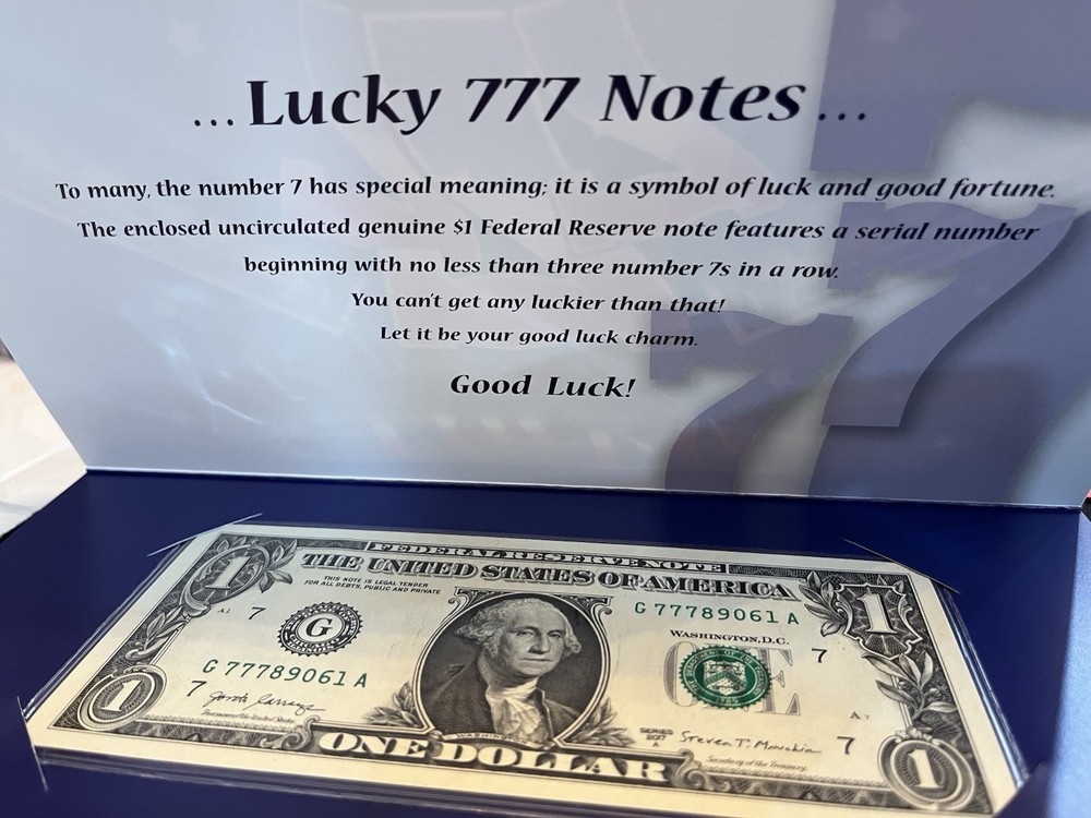 Lucky 777 $1 note uncirculated