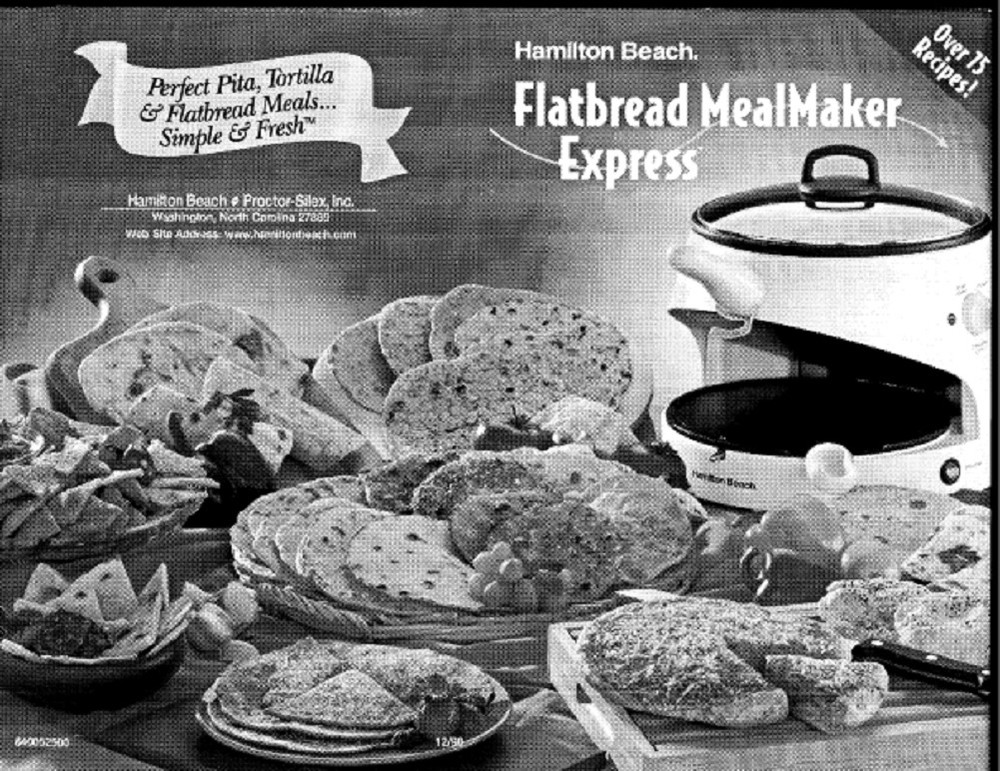 Hamilton Beach Flatbread Mealmaker Express Manual & Recipes 80200