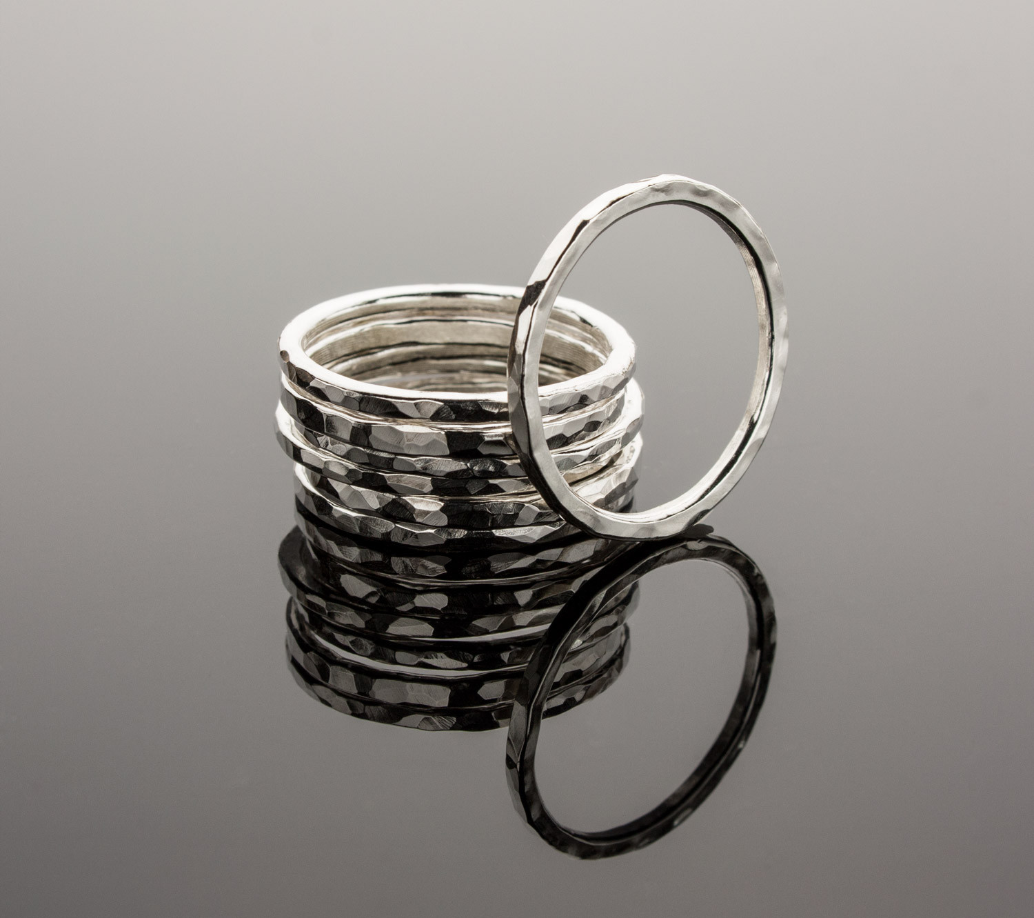 Stacking Ring .925 Sterling Silver Hammered Texture Handcrafted Ring Single Ring