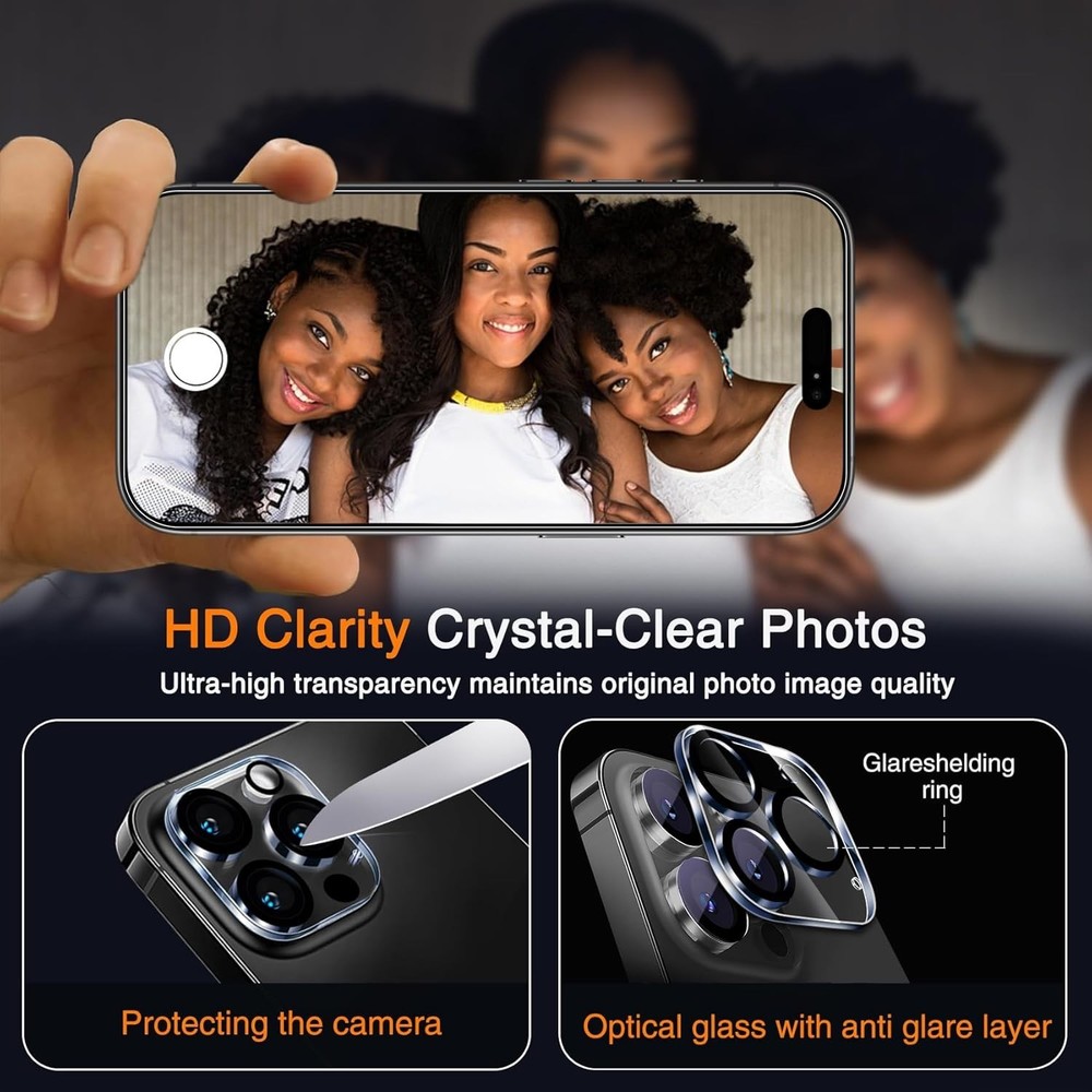 3 Pack Tempered Glass Screen Protector & CameraLens Protector for iPhone 16 ProM