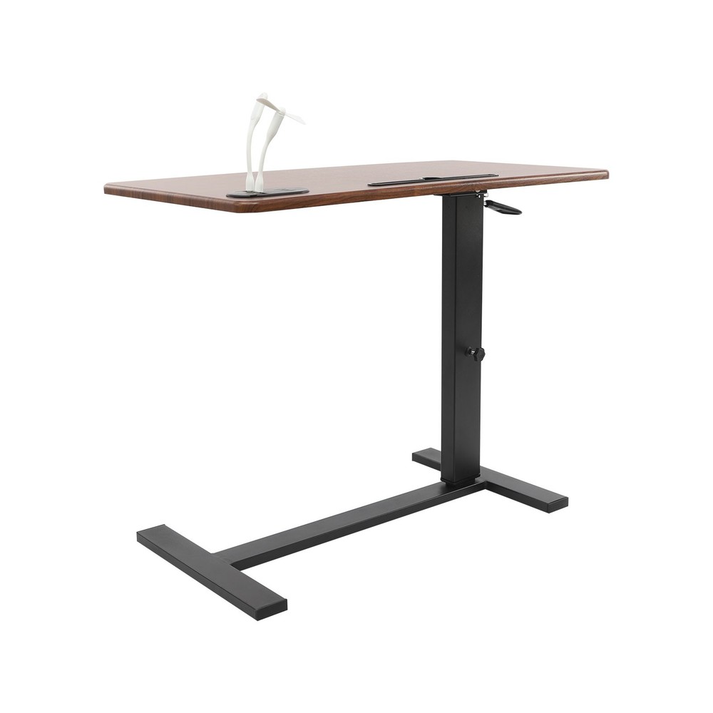 Adjustable Height Side Table Walnut Color Mobile Bedside Table dinner tray table