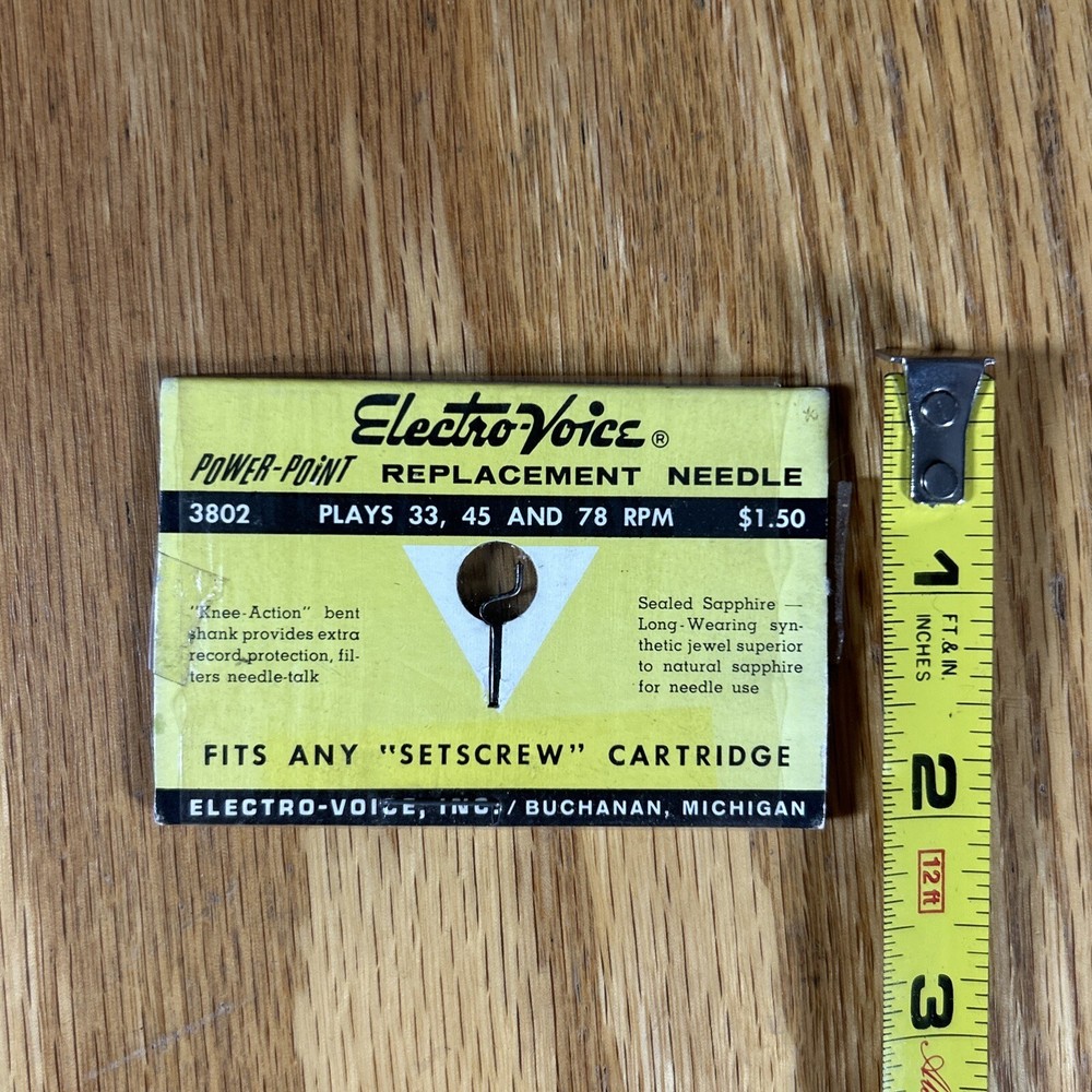 Vintage Electro Voice Phonograph Needle Package Power Point Replacement Sealed