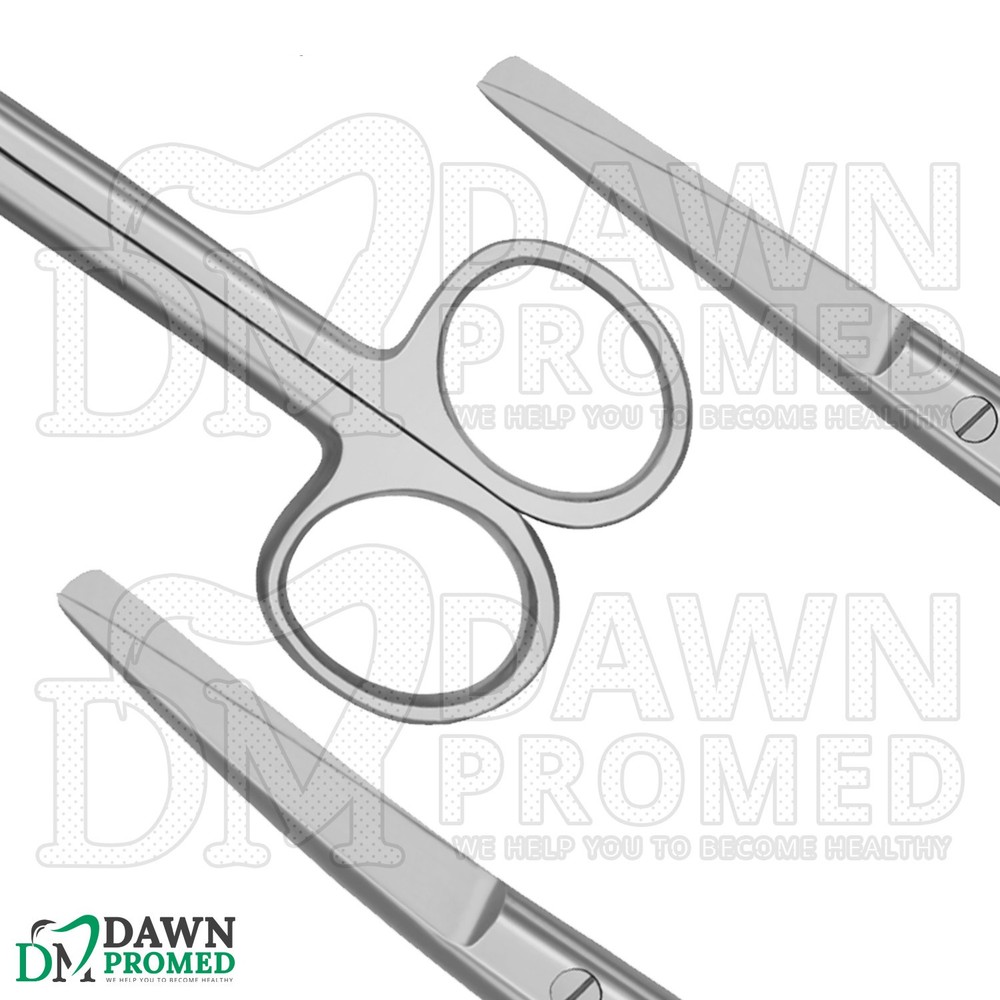 2 Pcs Operating Scissors 4.5" Straight & Curved Sharp Blunt Round Pattern Set