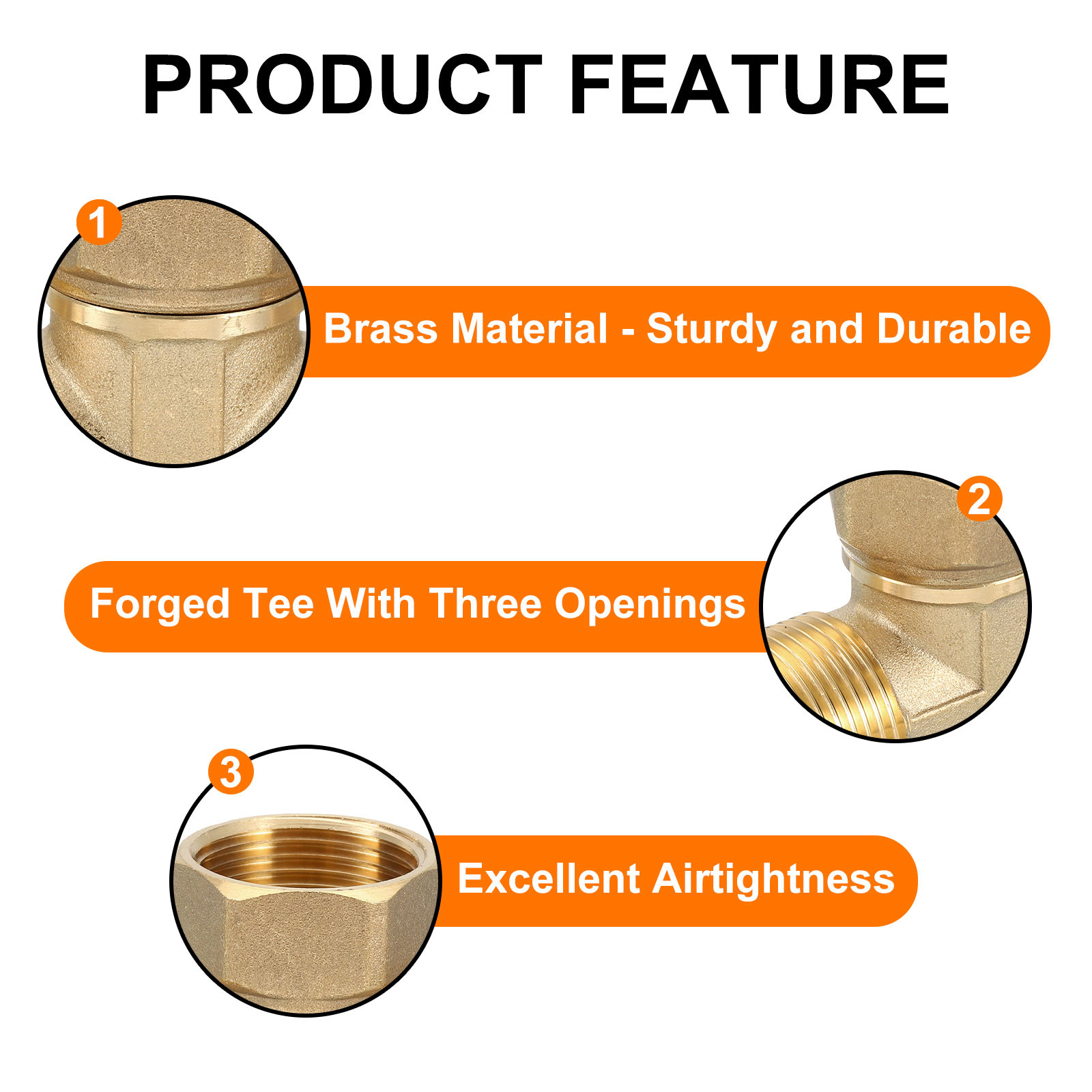 Brass Tee Swivel Pipe Fitting 3/4" 3 Way T-Connector Female x Female x Male