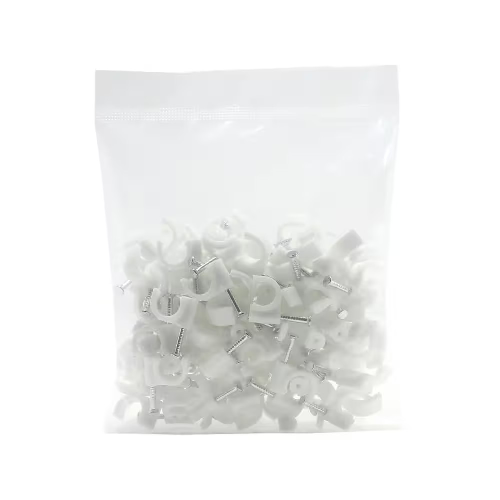 8 Mm Cable Clips, White, 100-Pack