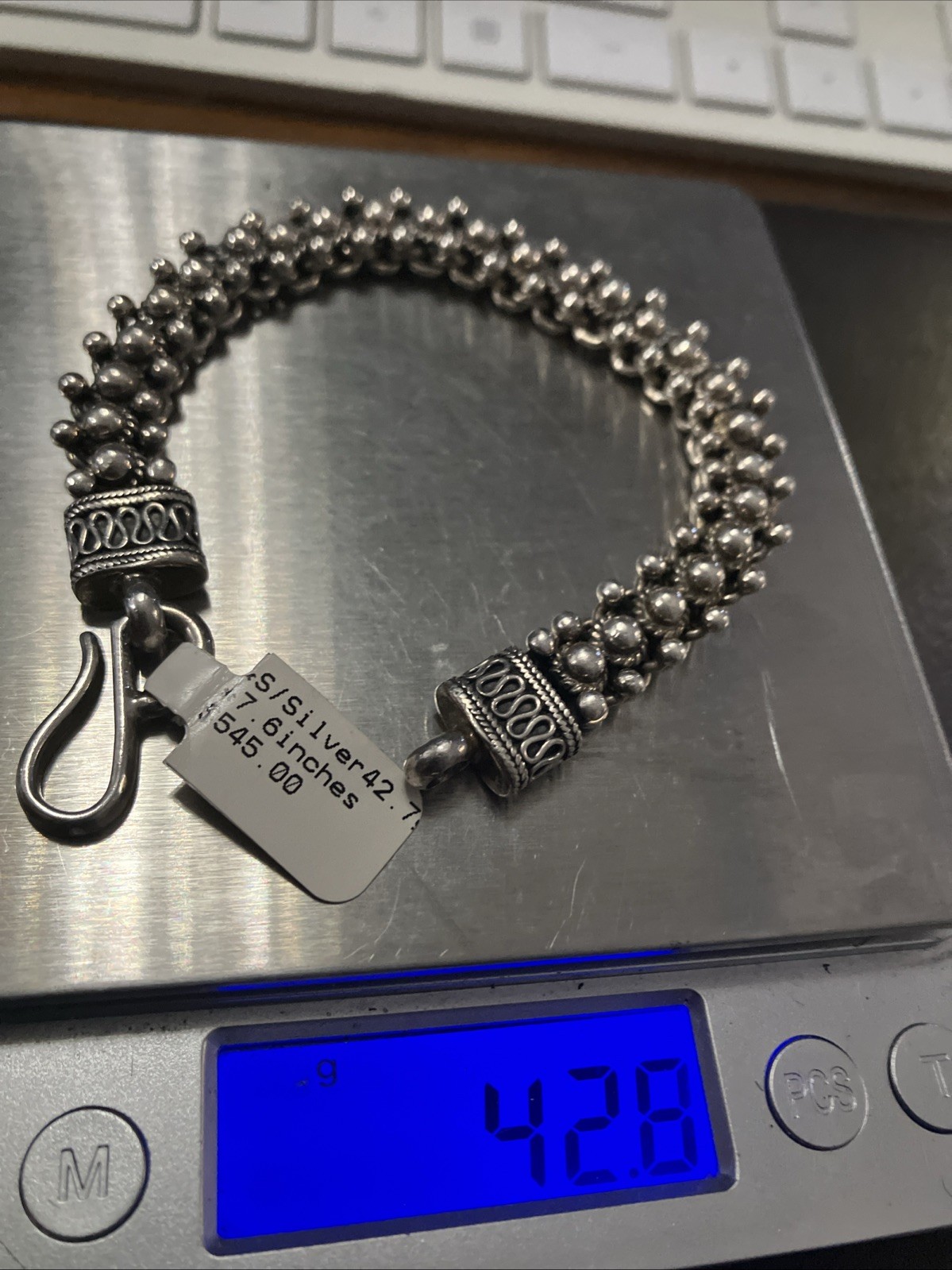 925 Sterling Silver Vintage Antique Finish Bracelet 42.7 Grams 7.6 Inches