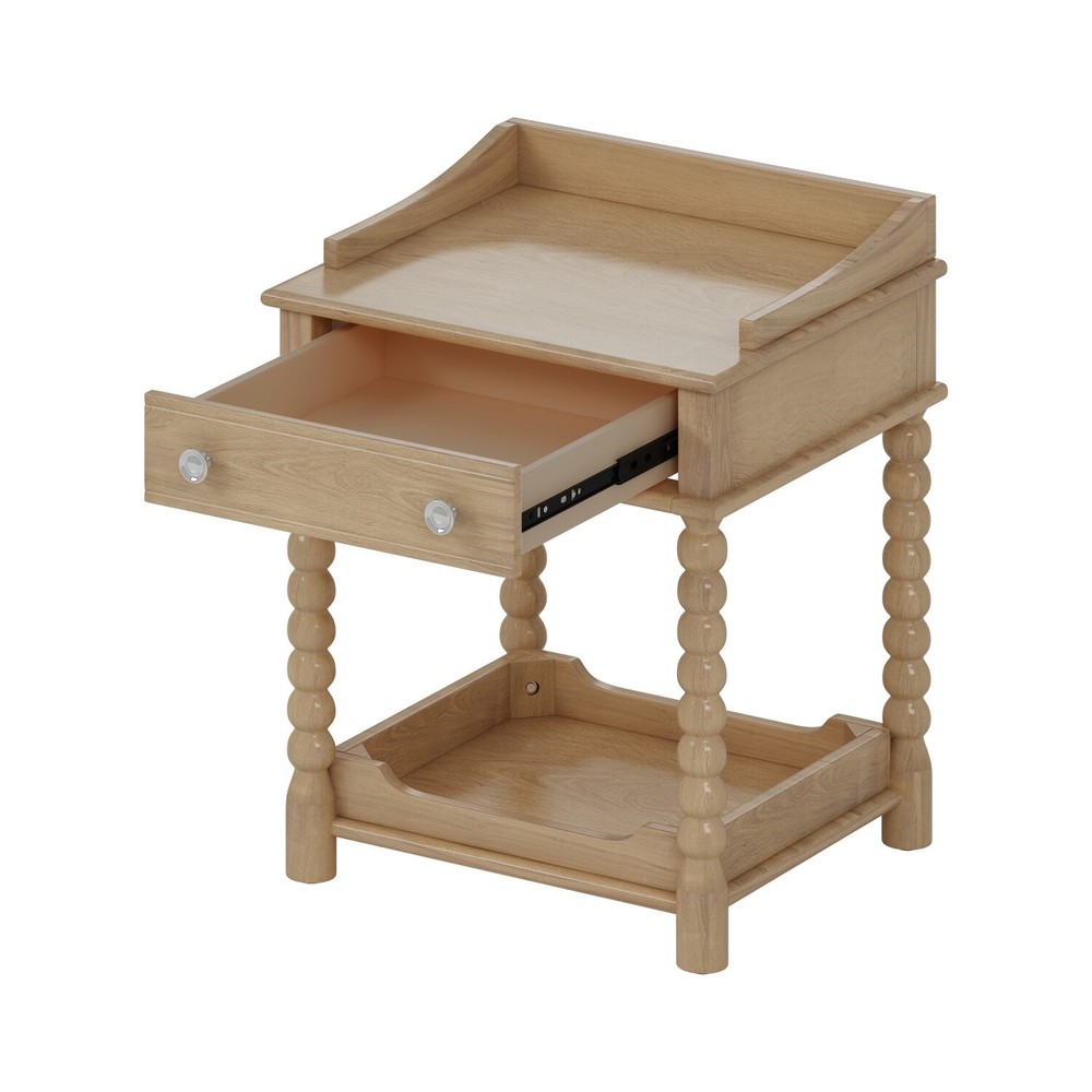 Nightstand Bedside Table Cabinets Side Table End Table w/ Drawer & Shelf Natural