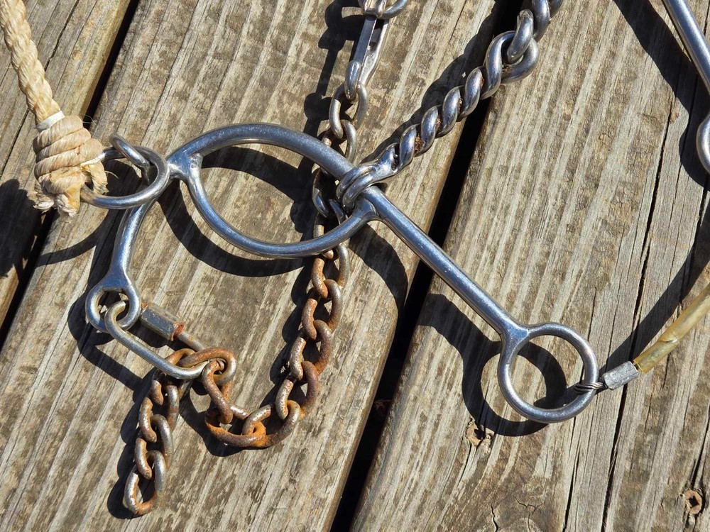 CC MAKER MARKED Size 5" Twisted Gag Rope Nose Western Combination Bit Hack Combo