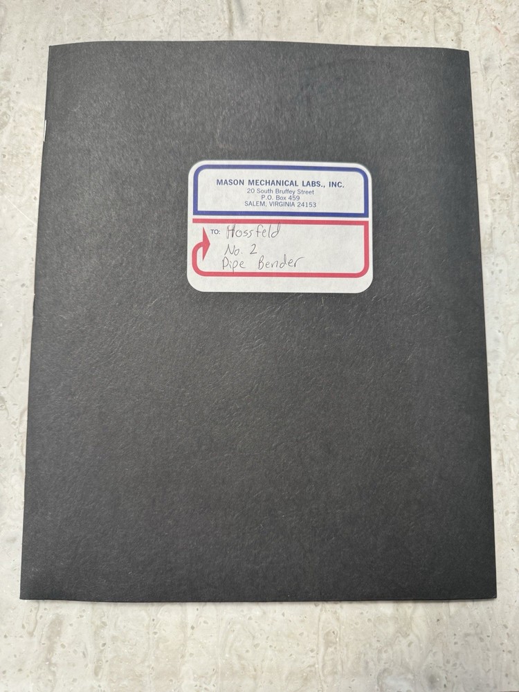 OME  Hossfeld Universal Model No.2 Bender Instruction & Parts Manual