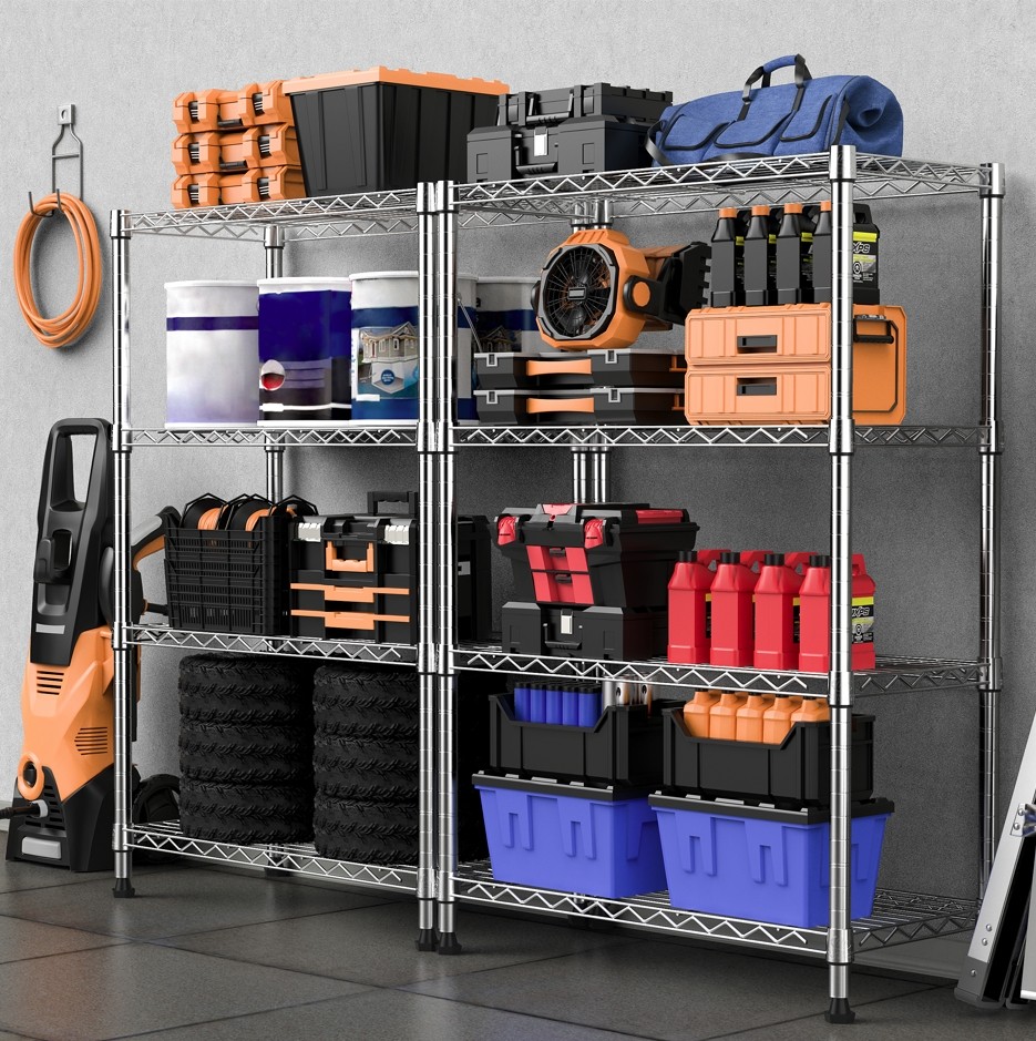 M MZG 4 Tier Shelf Heavy Duty Storage Wire Shelving Kitchen Garage Rack Shelves