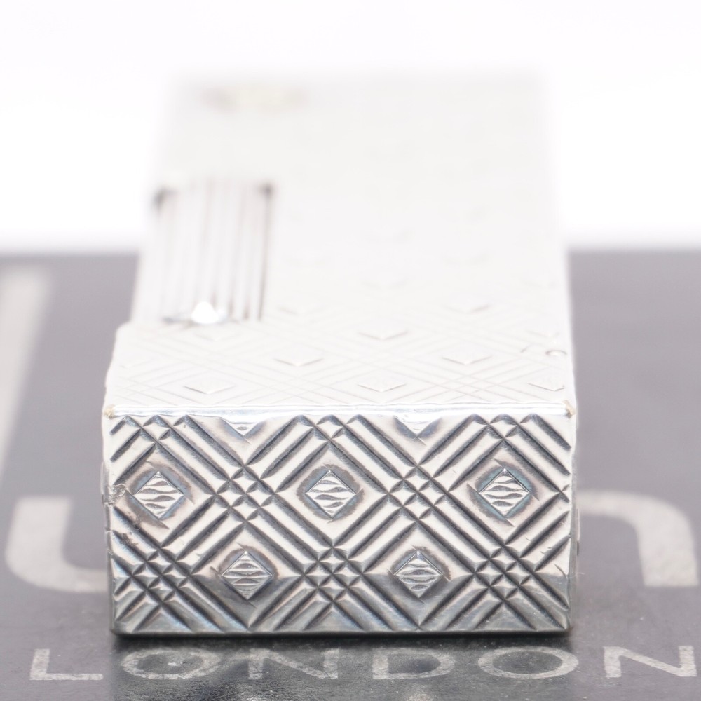 Dunhill Lighter Silver Rhombus Pattern_Ultrasonically cleaned_Working