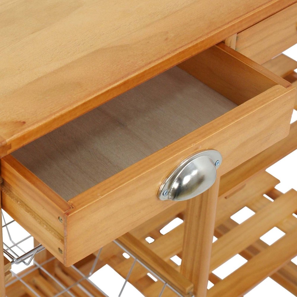 Multi-Function Rolling Cart Storage Cart Small Dining Table with Drawers Kitchen