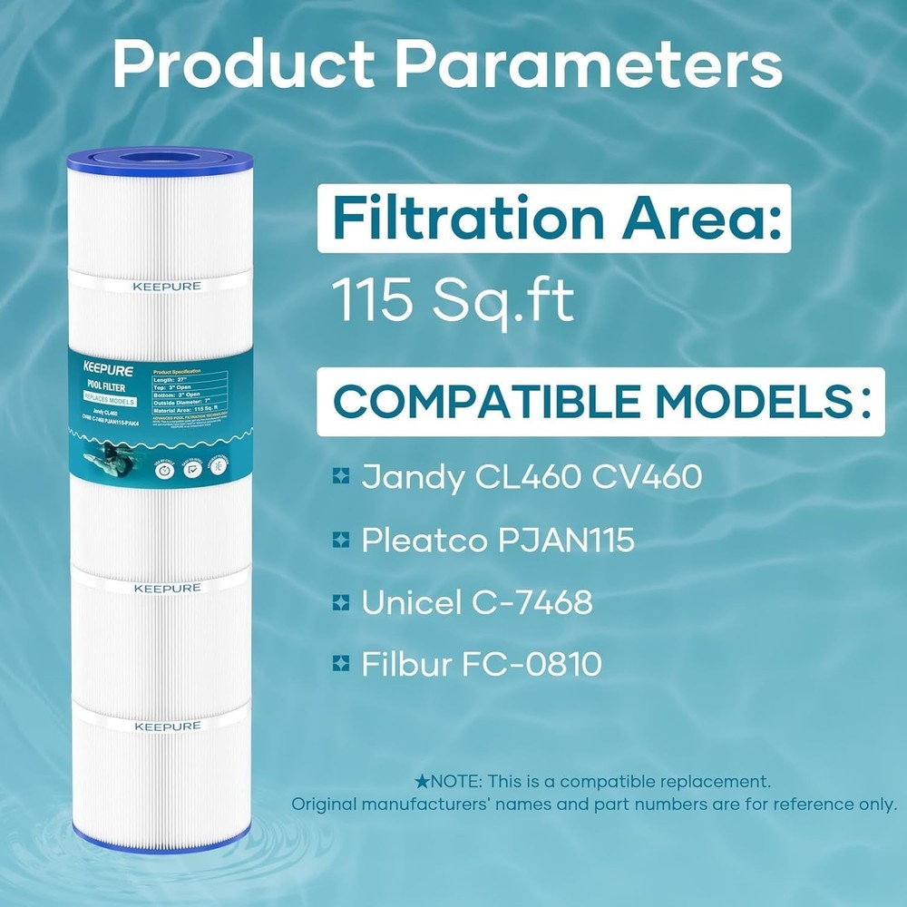 New Jandy CV460 Pool Filter Cartridges Compatible, 4 Pack