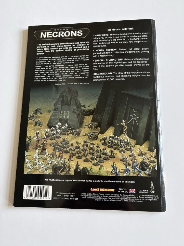 Warhammer 40K Codex Necrons Games Workshop 2002