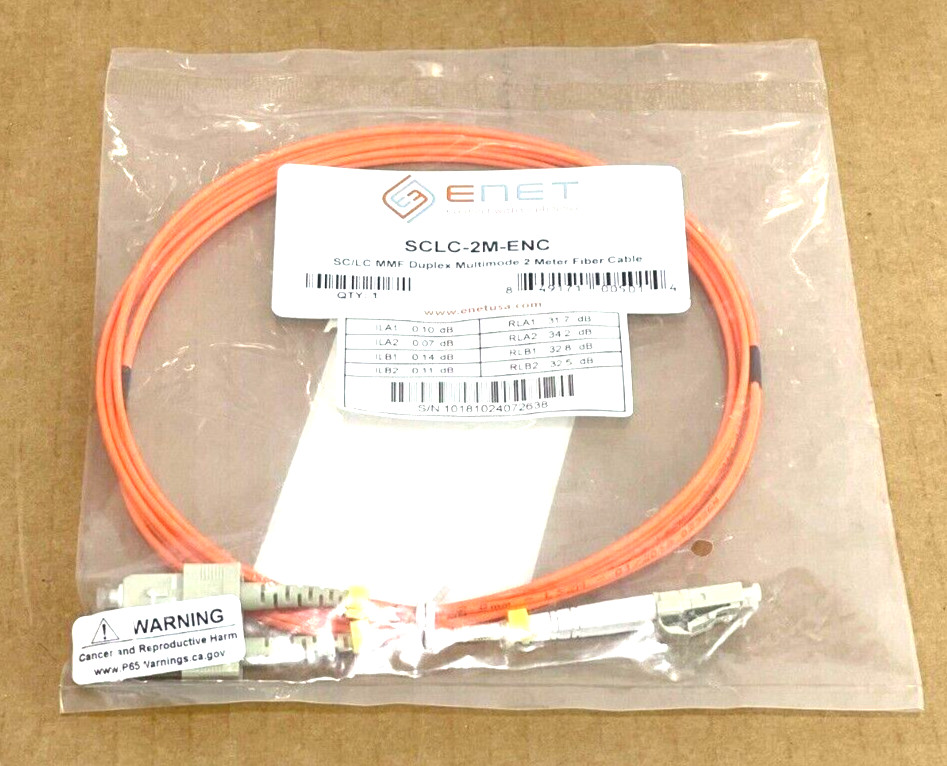 ENET MultiMode SC/LC Duplex Fibre Patch Cable (2 meters) SCLC-2M-ENC ✅❤️️✅❤️️