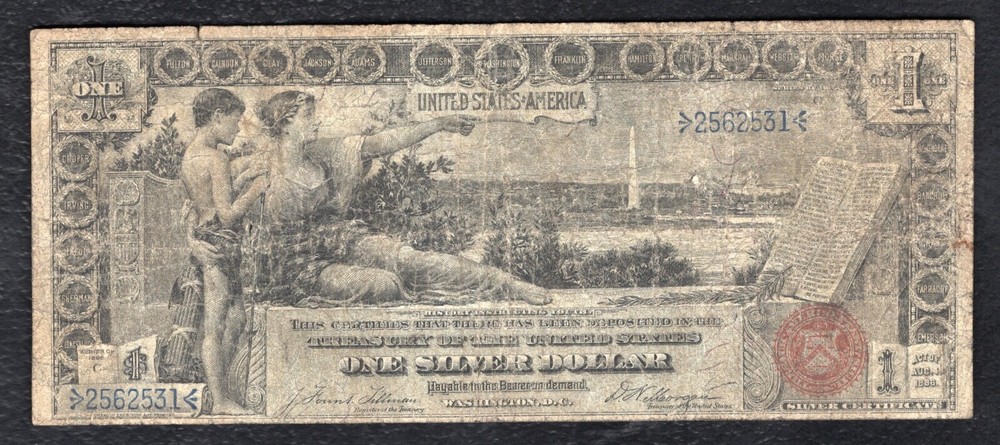 FR. 224 1896 $1 ONE DOLLAR “EDUCATIONAL” SILVER CERTIFICATE CURRENCY NOTE