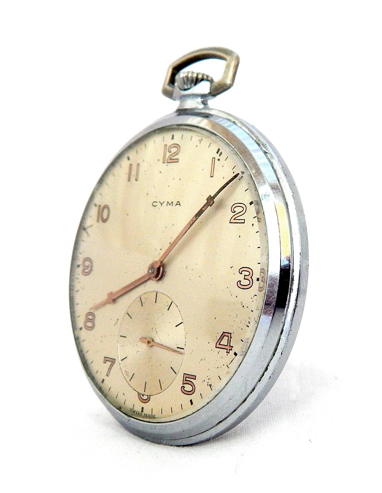 Antique Pocket Watch CYMA 15 Jewels Open Face Case Steel 48mm Circa 1920 Working