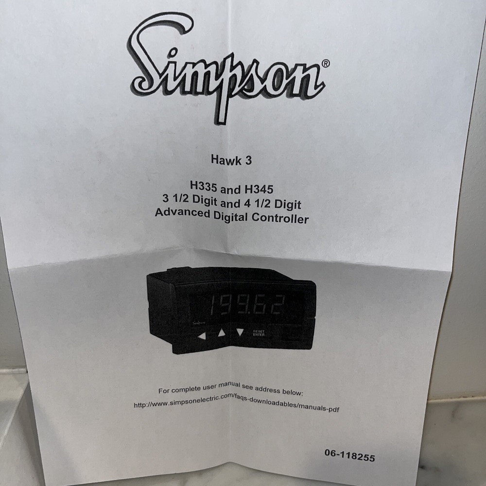 Simpson H335154010 Hawk 3 Digital Panel Meter/Controller H335