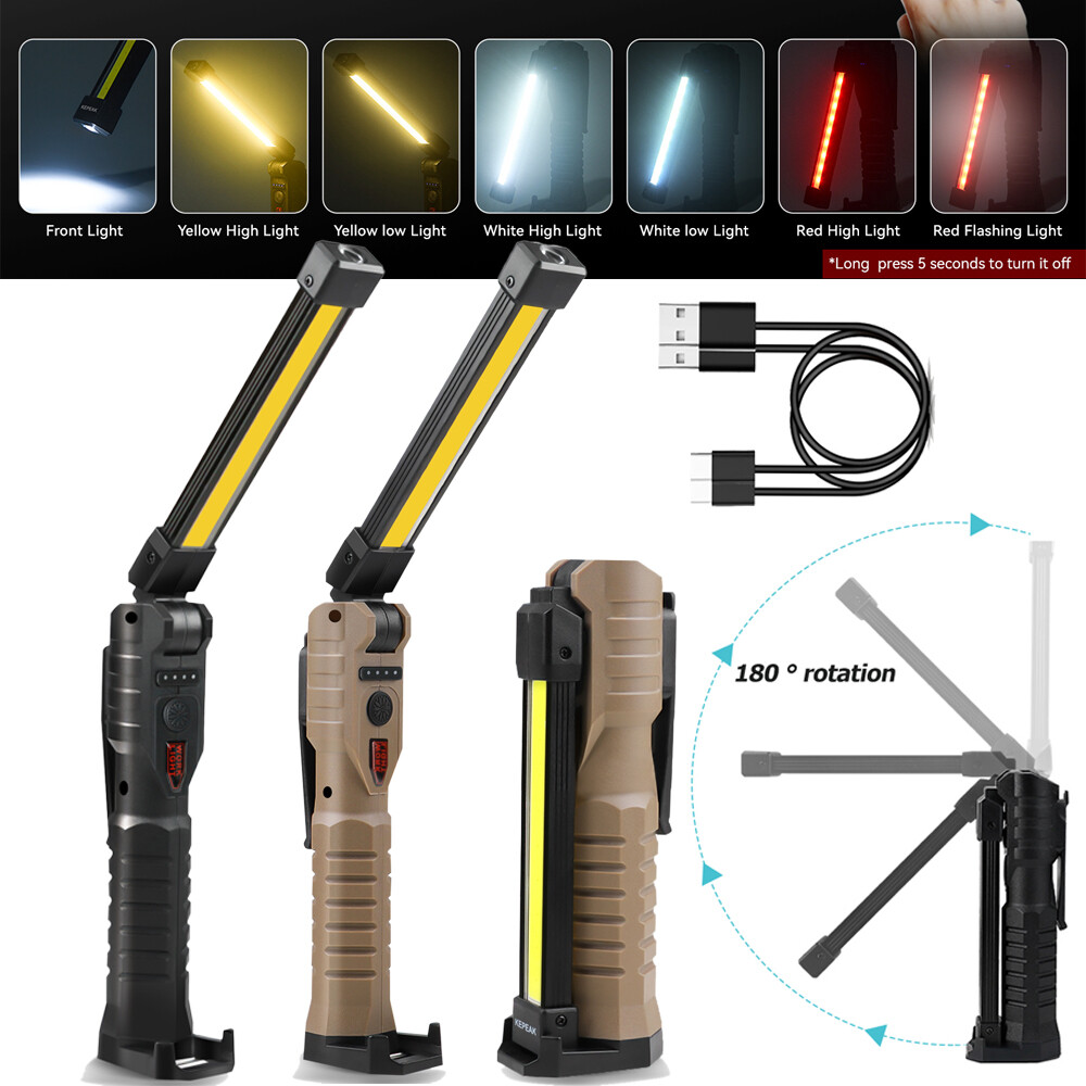7Mode Rechargeable LED Work Light Mechanic Flashlight Lamp Magnetic Base Bright