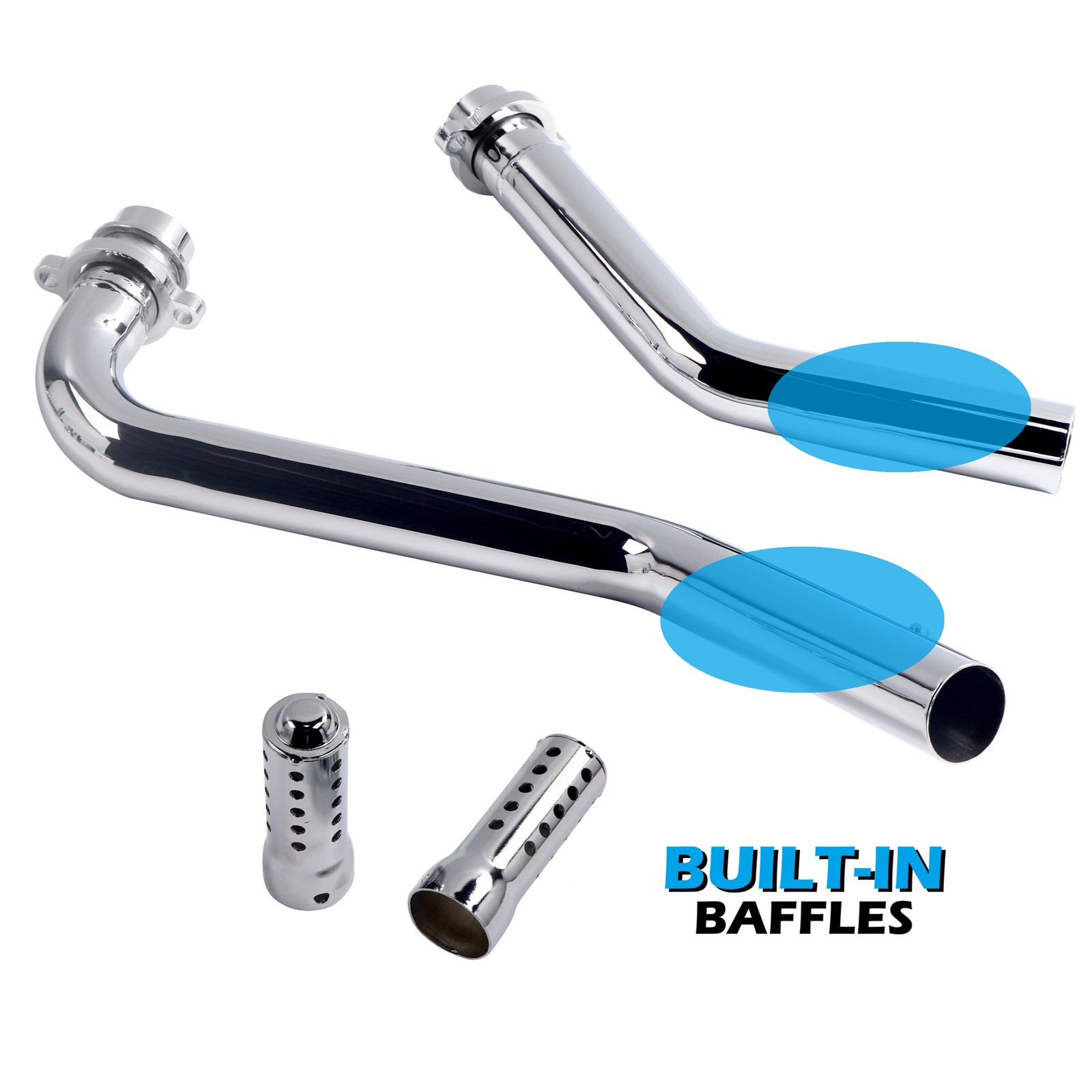 Rumble Tone Chrome Drag Exhaust for Honda Shadow VT750 Spirit-ACE-RS & VT750DC