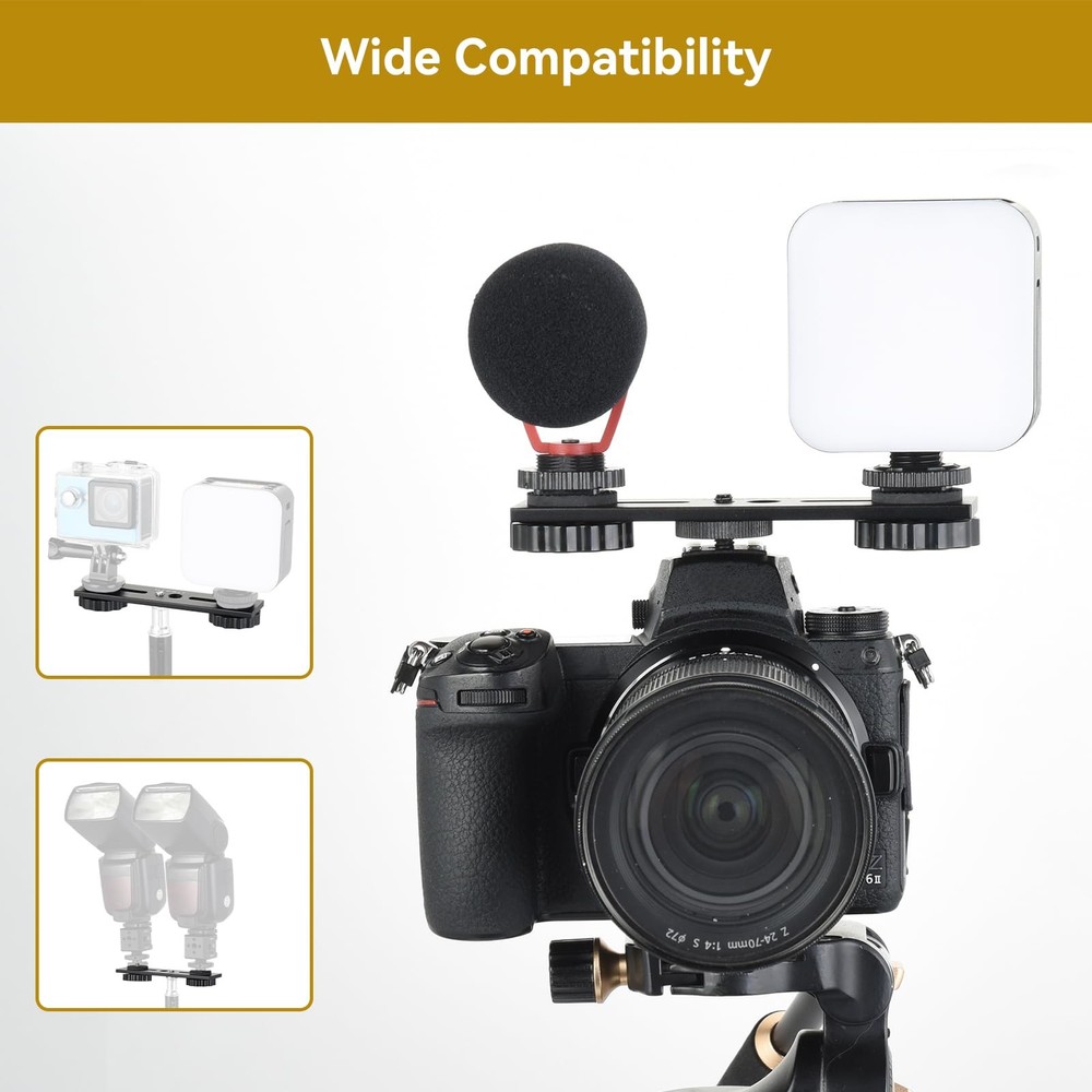 5 inch Flash Bracket, Long Dual Camera Mount Flash Bracket Extension Bar with...