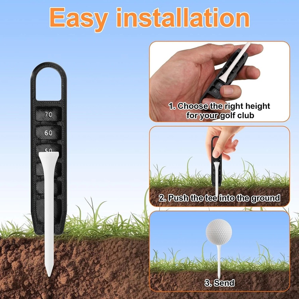 Golf Tee Height Adjuster – 6-Setting Plastic Tee Positioner & Training Aid 2:QTY