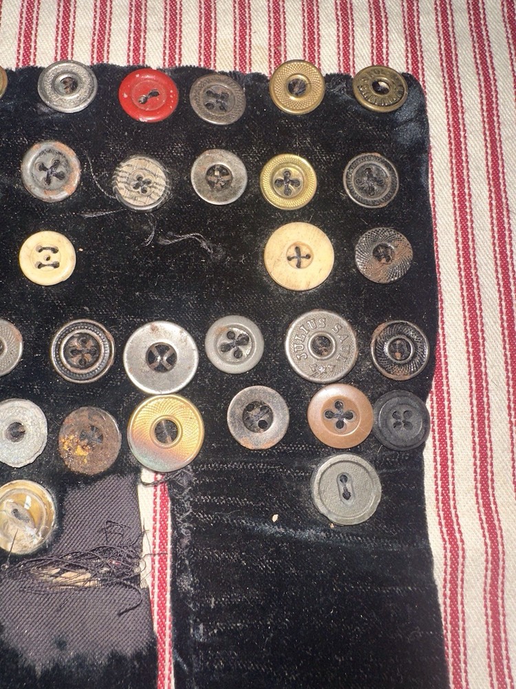 Antique Early Velvet Button Trousers Sampler