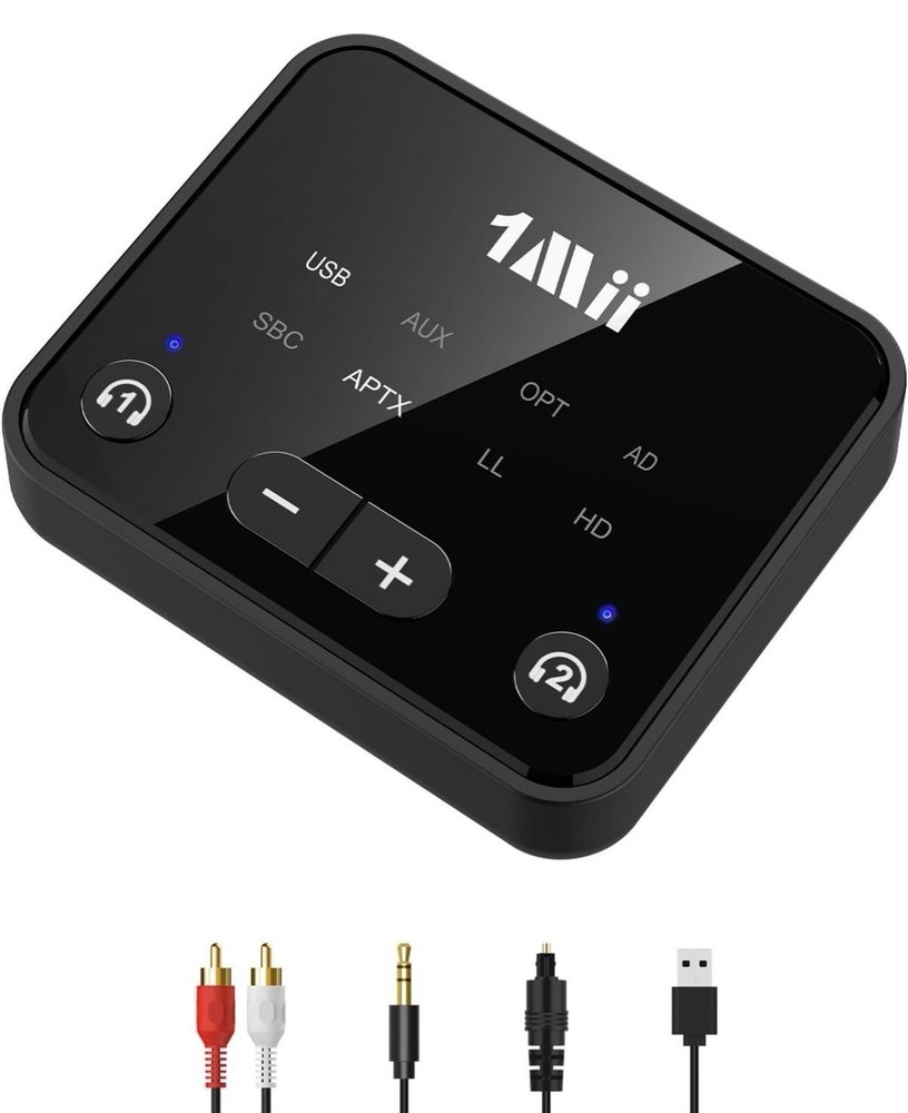 RCA Bluetooth 5.3 Adapter for TV, 3.5mm, Aux, USB, Transmitter Receiver for 2