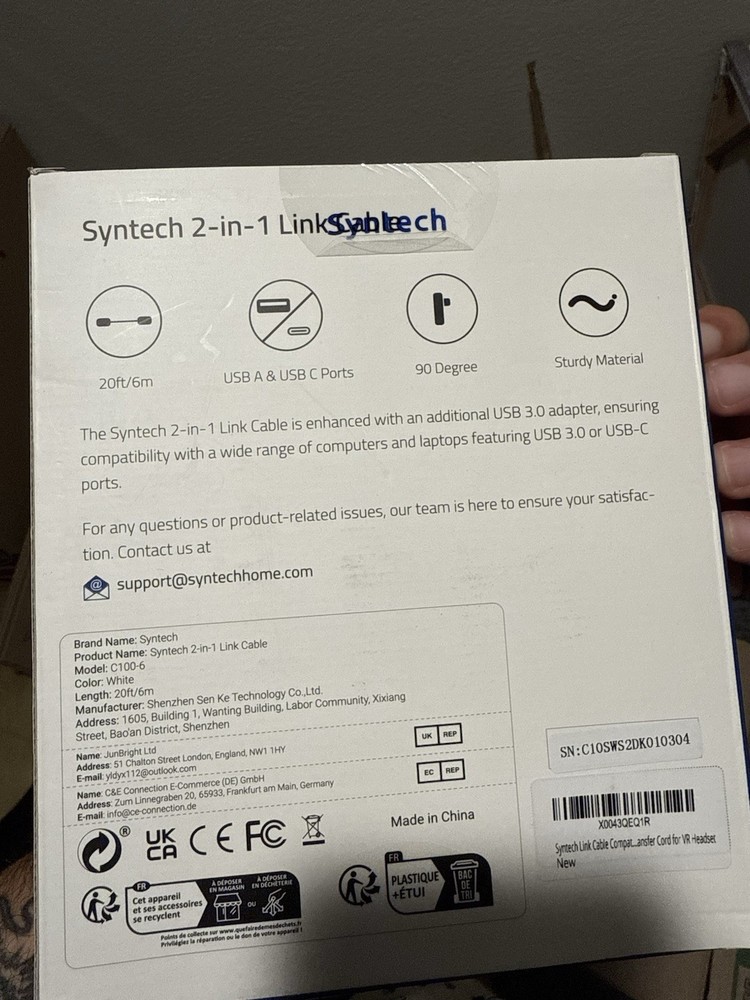 Syntech VR 2-in-1 Link Cable 20ft/6m