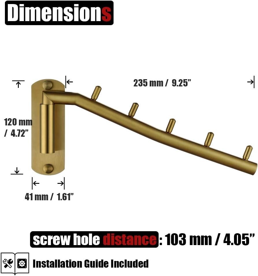 Space-Saving Clothes Hanger System - Brushed Gold Wall Mount 2-Pack