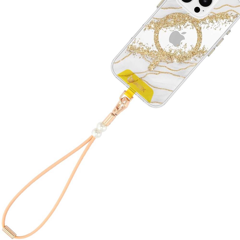 cell phone wrist strap-Leather strap (Beige-Leather wristlet strap)