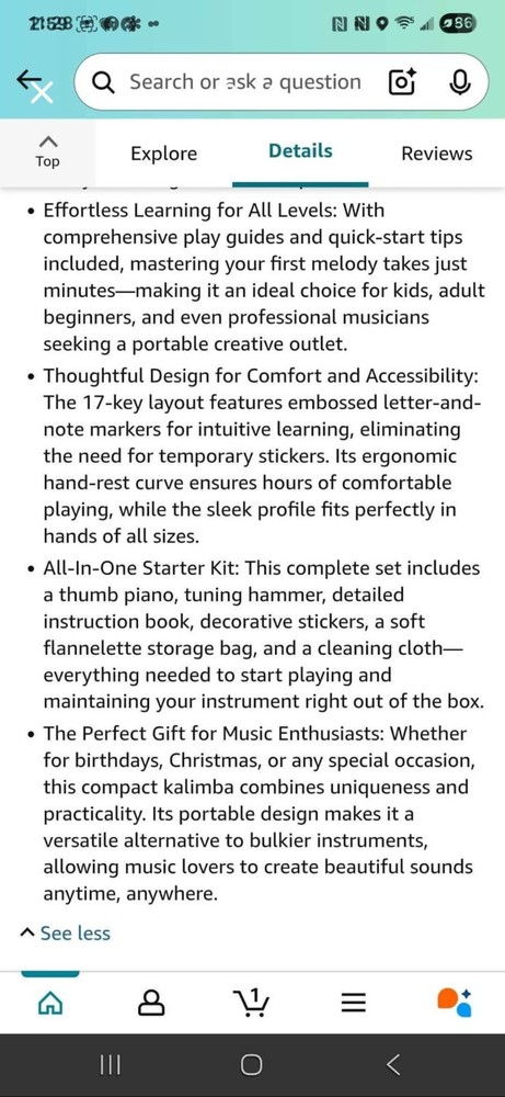 kalimba 17 key thumb piano