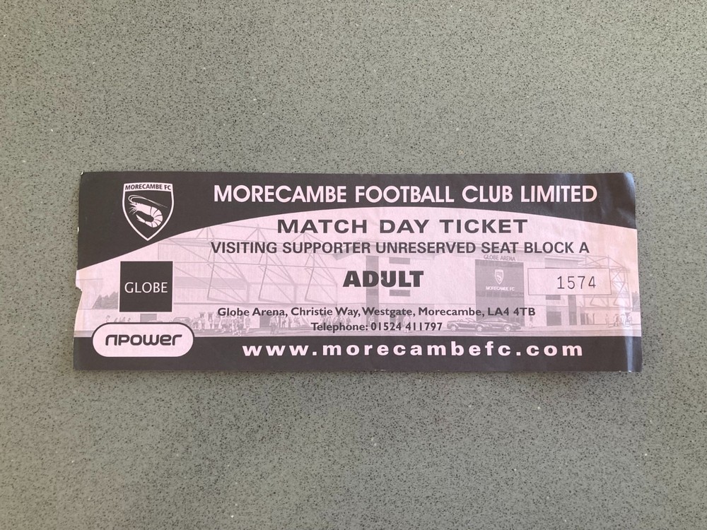 Morecambe 2000s Match Ticket